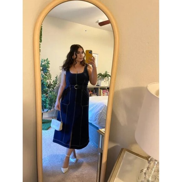 Luxely Denim Contrast Stitch Midi Dress Size 2 - Picture 8 of 9